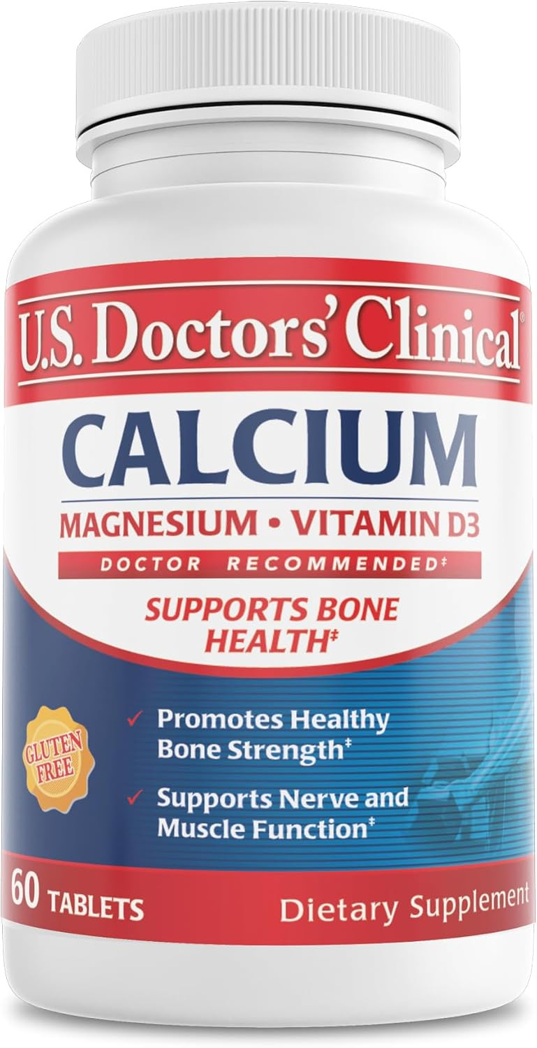 U.S. Doctors' Clinical 1200Mg Calcium Citrate & Carbonate Complex With Magnesium & Vitamin D3 - Calcium Supplement For Bone Strength, Muscles & Nerves - Vegan, Non-Gmo - 120 Tablets - 2-Month Supply