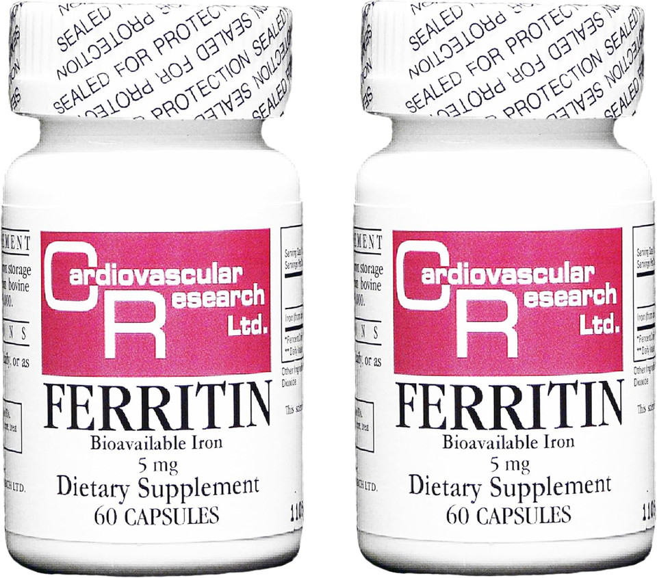 Cardiovascular Research Ferritin 5 Mg Tamper Resistant Shipping Box Iron Supplement 120 Count