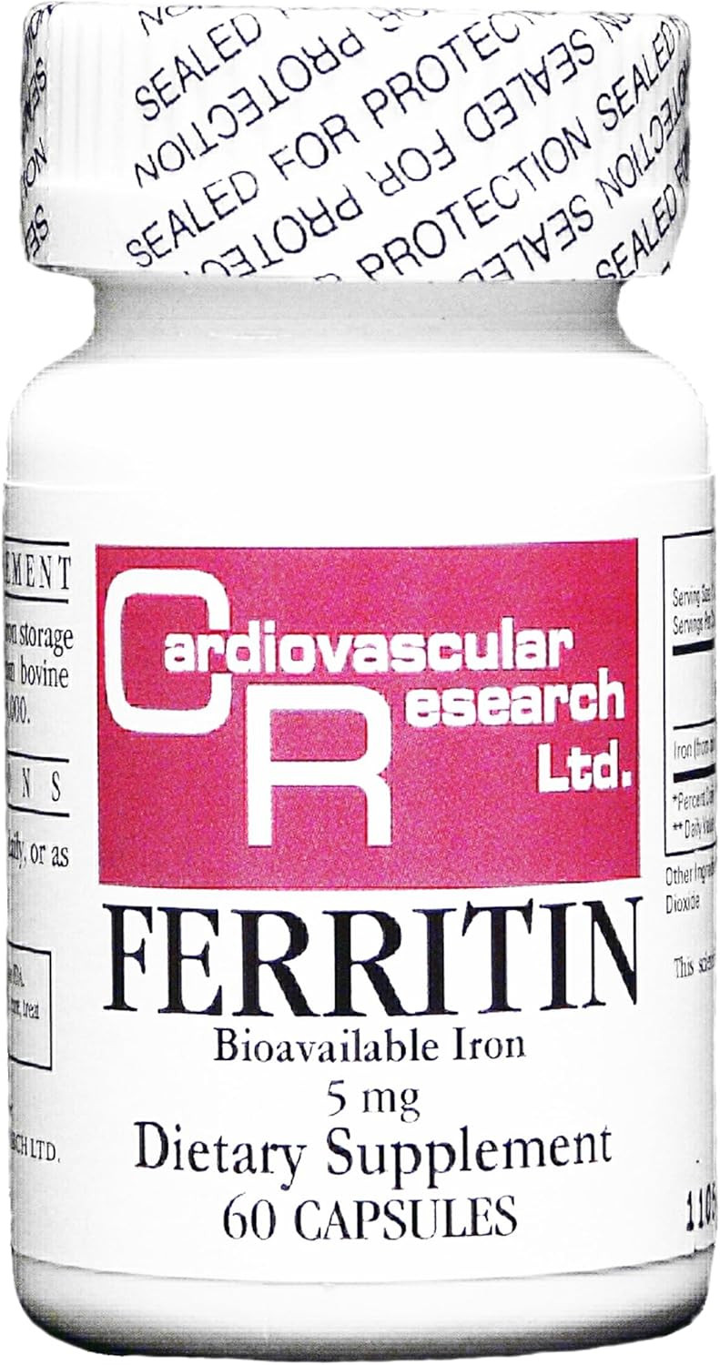 Cardiovascular Research Ferritin 5 Mg Tamper Resistant Shipping Box Iron Supplement 60 Count