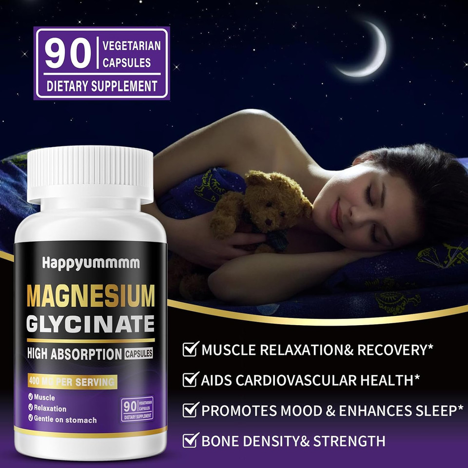 Magnesium Glycinate 400 Mg Per Serving 100% Chelated For High Absorption, Gentle On Stomach, Non-Gmo, 180 Vegetarian Capsules