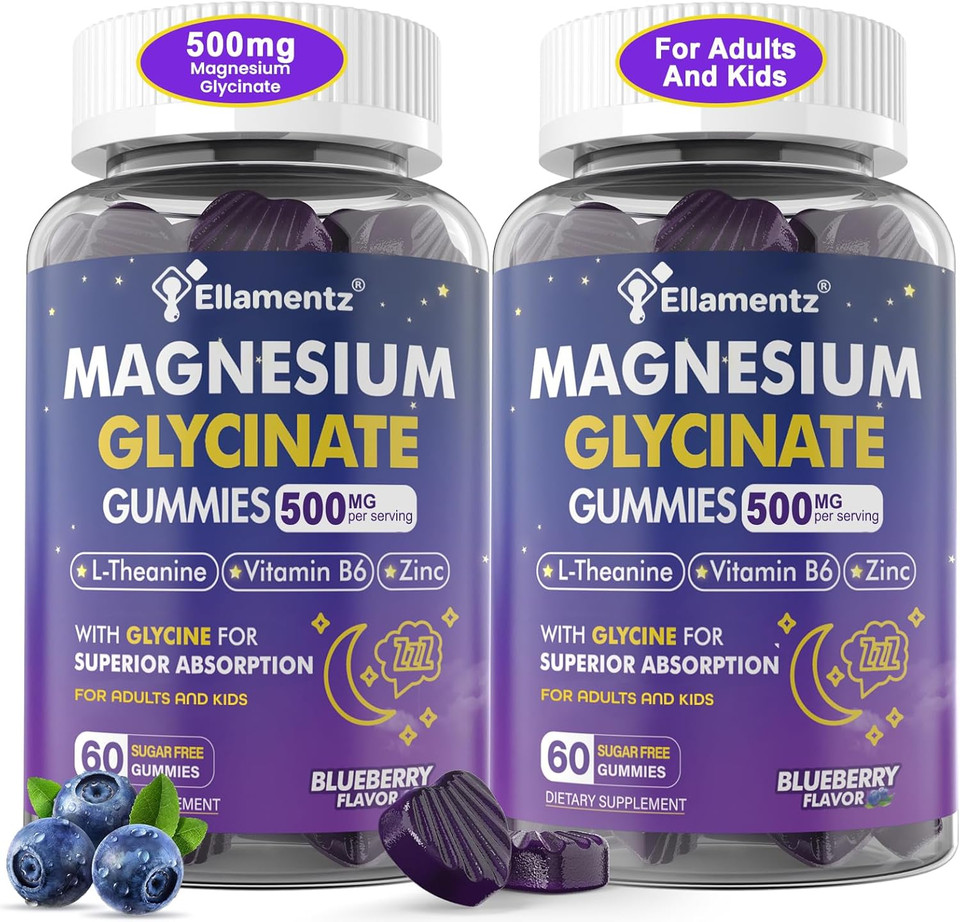 Magnesium Glycinate Gummies 500Mg/250Mg For Adults & Kids 6+, Sugar Free Calm Magnesium Gummies With L Theanine, B6, Glycine, Zinc For Sleep, Calm, Relax Brain, Muscle, No Melatonin, Chewable