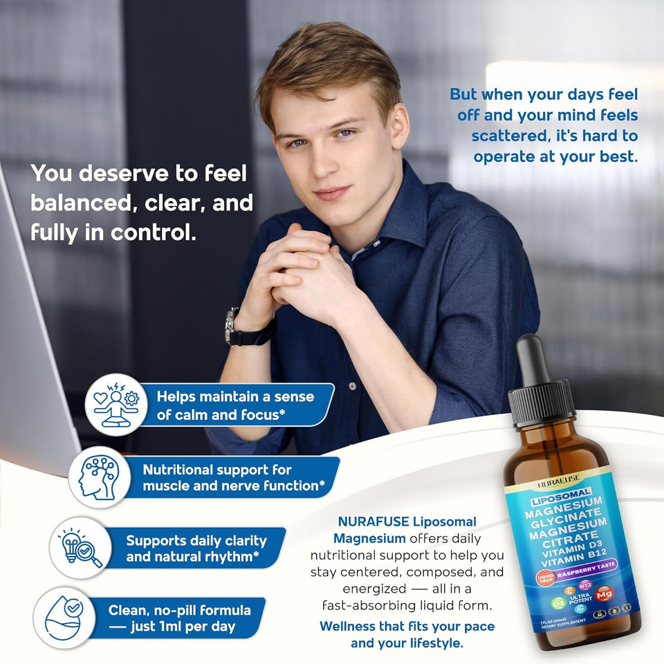 Liposomal Magnesium Glycinate, Magnesium Citrate, Vitamin D3, Vitamin B12 Liquid Drops  Ultra Potent, Raspberry Taste, Usa Made & Lab Tested  2 Fl Oz (60Ml) Liposomal Magnesium Glycinate, Magnesium Citrate, Vitamin D3, Vitamin B12 Liquid Drops  Ultra Potent, Raspberry Taste, Usa Made & Lab Tested  2 Fl Oz (60Ml)