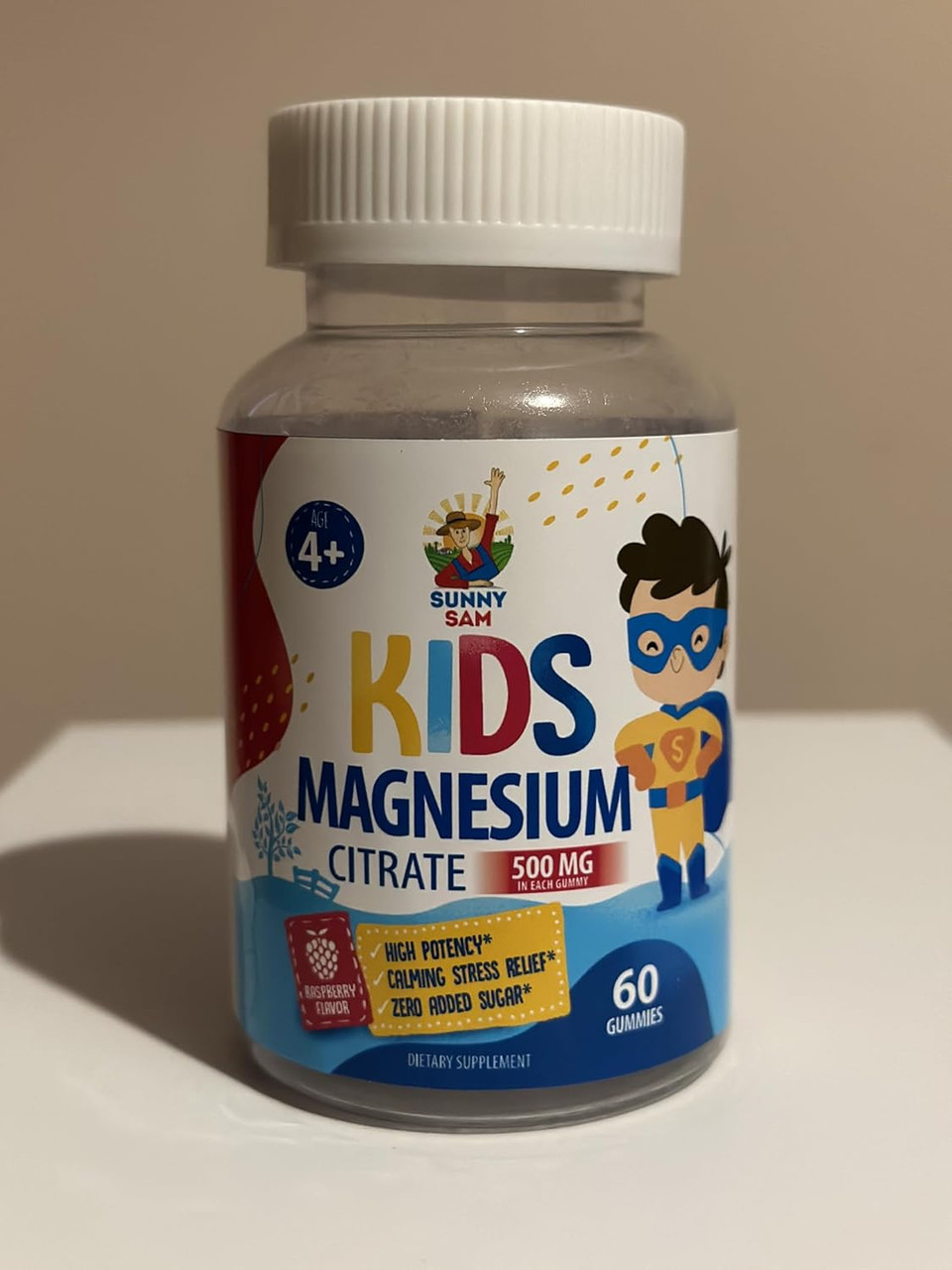 Sugar-Free Magnesium Gummies For Kids & Teens - 500Mg Calm Magnesium Citrate Gummies - Kids Magnesium Gummies - Chewable Magnesium Gummy Supplement - 60 Gummies