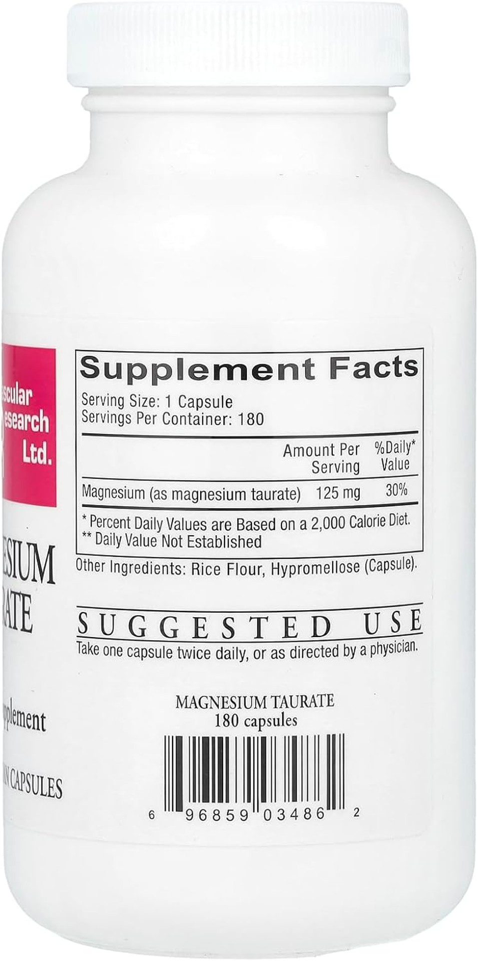 Cardiovascular Research Magnesium Taurate 125 Mg, Creamy White, 180 Capsules (Magt2)