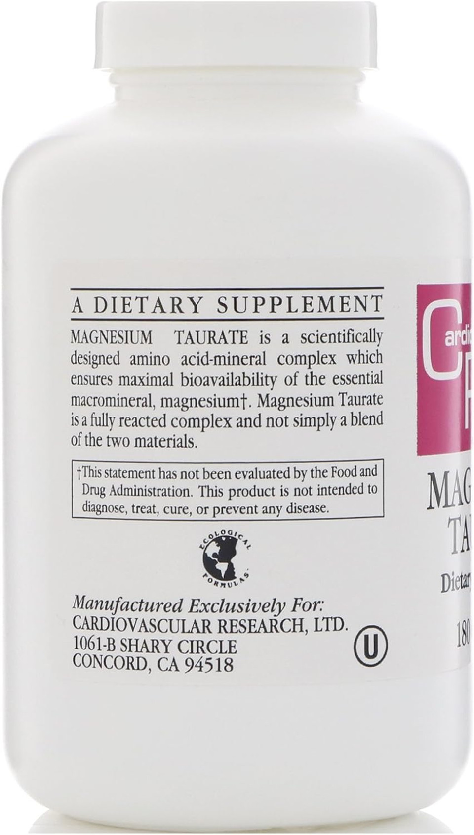 Cardiovascular Research Magnesium Taurate 125 Mg, Creamy White, 180 Capsules (Magt2)