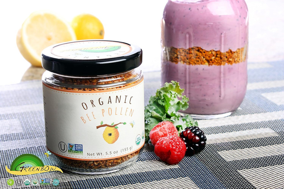 Greenbow Organic Bee Pollen - 100% Usda Certified Organic, Non-Gmo, Halal, Kosher Certified, Pure & Natural Bee Pollen - Superfood Packed With Proteins, Vitamins & Minerals - Gluten Free  16Oz (453G)