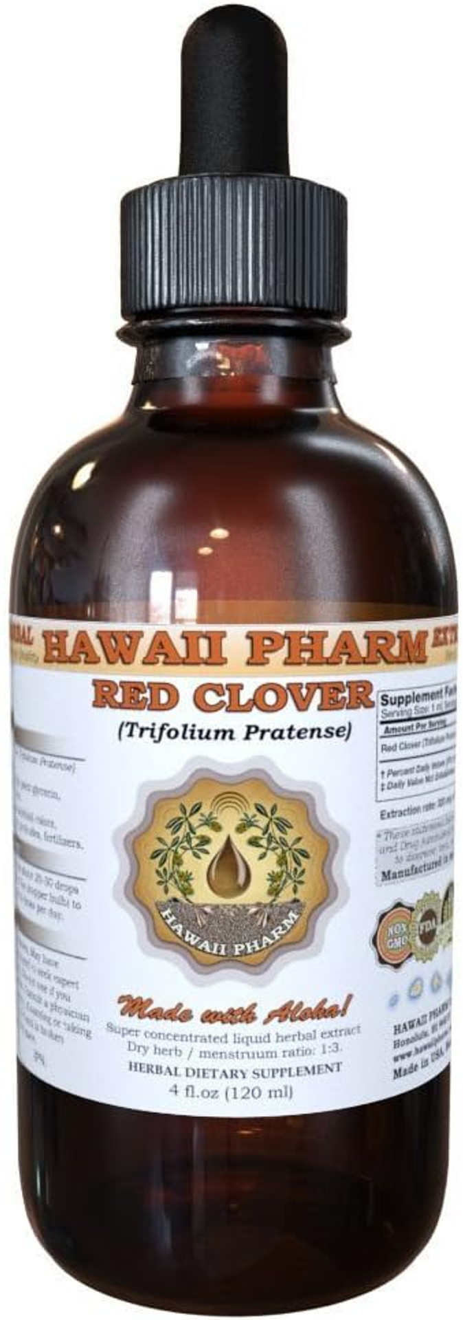 Hawaiipharm Red Clover Liquid Extract, Organic Red Clover (Trifolium Pratense) Tincture, Herbal Supplement, Made In Usa, 4 Fl.Oz