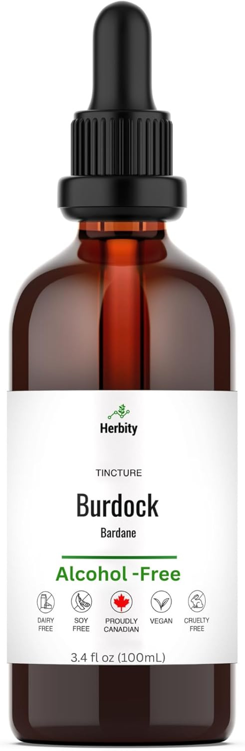 Burdock Root Tincture  Alcohol-Free Herbal Extract For Detox, Digestion & Antioxidant Support  Vegan, No Added Suga Supplement  3.4 Fl Oz (100 Ml)