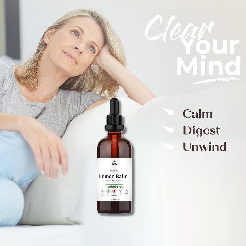 Lemon Balm Tincture  Alcohol-Free Herbal Supplement For Relaxation, Calm & Digestive Support  Vegan, Glycerin-Based Extract  1.7 Fl Oz (50 Ml)