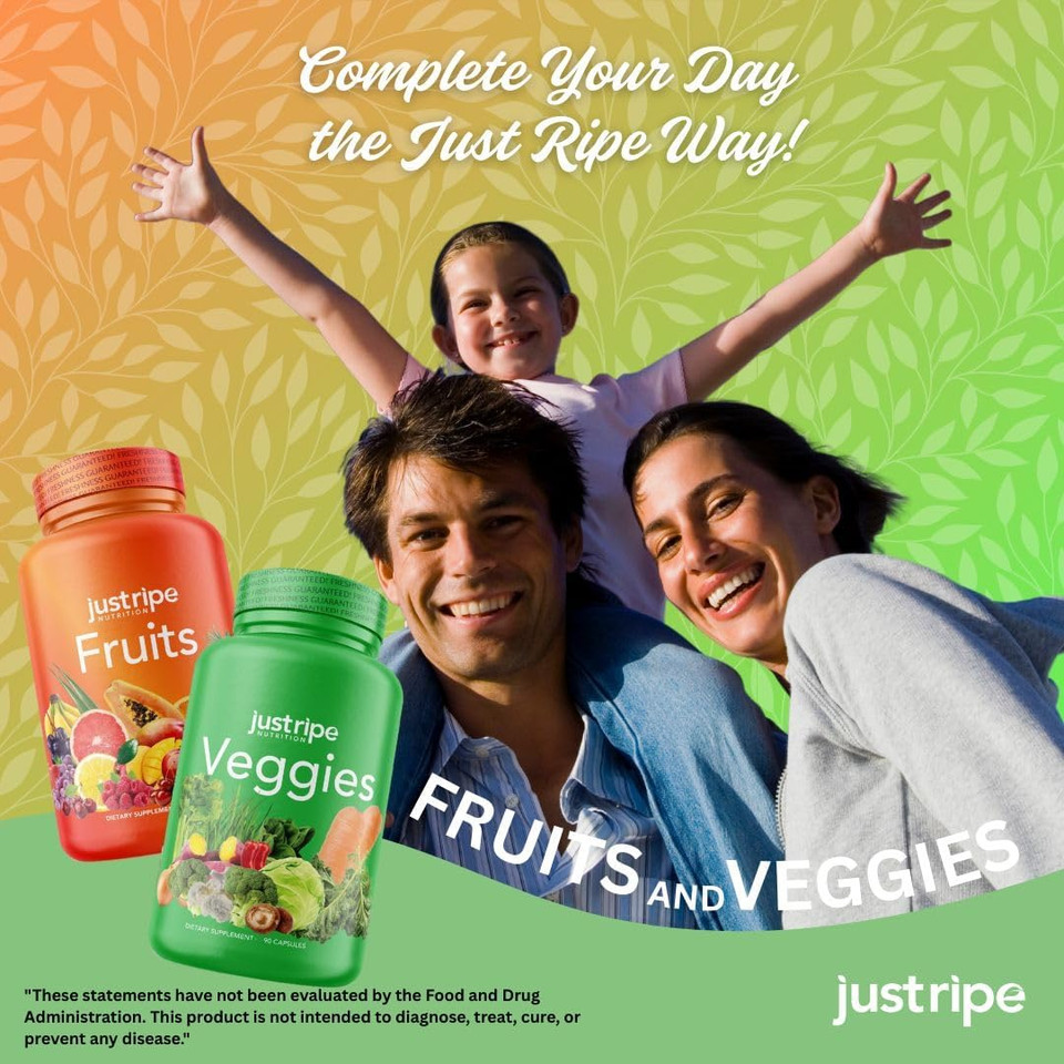 Fruits And Veggies Supplement - 90 Fruit And 90 Vegetable Capsules - 100% Whole Natural Superfood - Filled With Vitamins And Minerals - Supports Energy Levels (1 Pack)