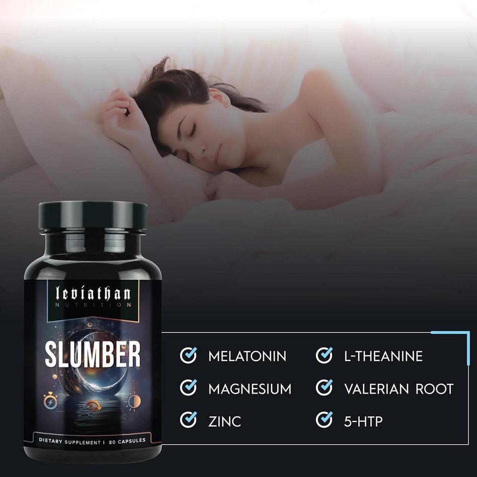 Leviathan Slumber | Sleep Aid Gaba Supplements For Deep And Calm Sleep With Melatonin, Magnesium, L-Theanine, 5-Htp, Zinc, Magnolia, Valerian Root For Sleep Sleeping Pills For Adults Men And Women