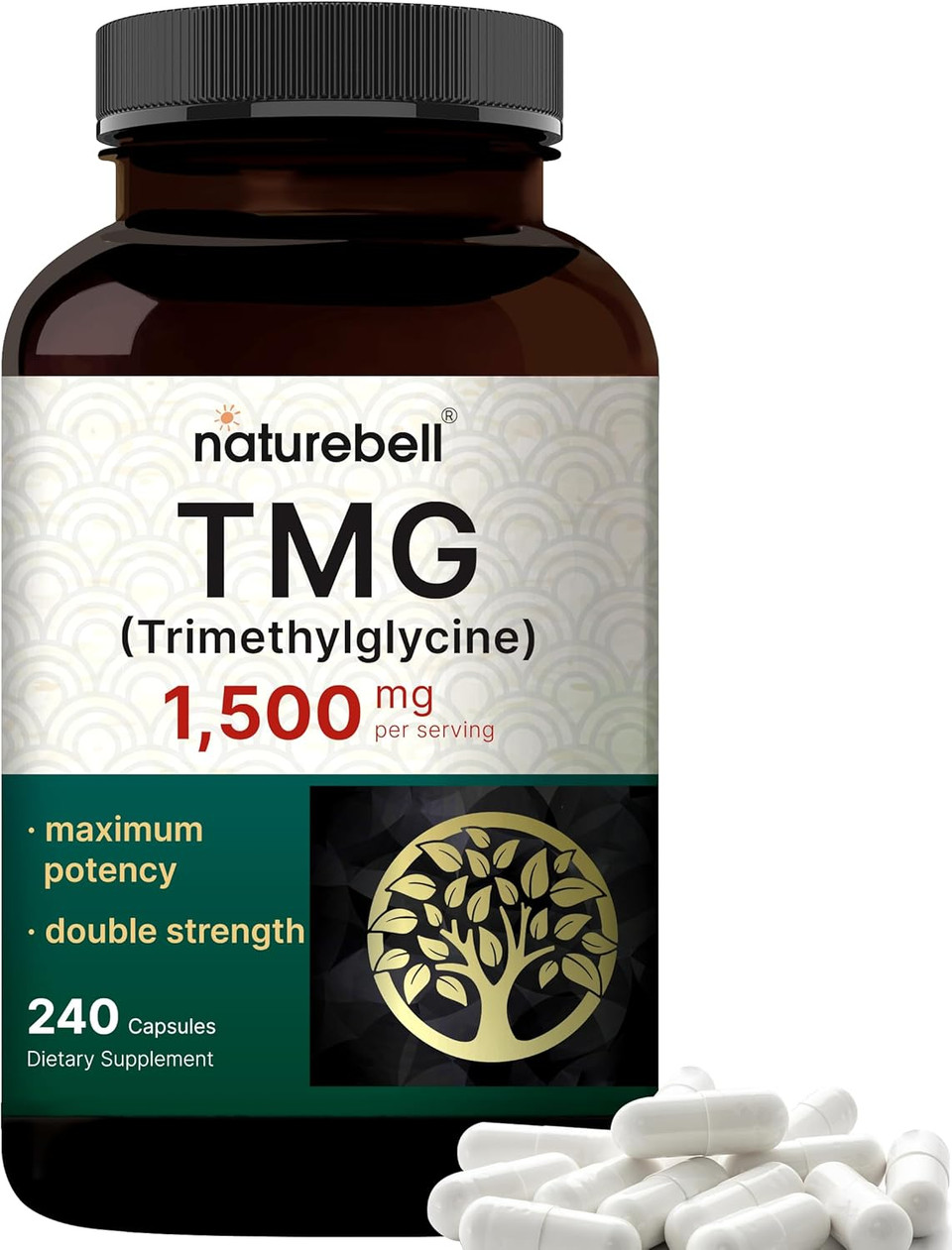 Naturebell Tmg Supplements 1,500Mg, 240 Capsules | Max Strength Betaine Anhydrous Trimethylglycine  Supports Healthy Homocysteine Balance, Heart & Liver Health  Non-Gmo, Gluten Free