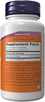 Now Foods Crd Bee Pollen, 100 Count