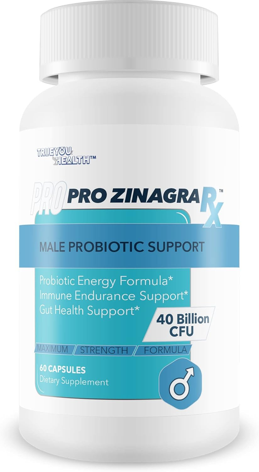 Pro Zinagra Rx - Male Probiotic Support - Promote Increased Energy & Endurance - Support Gut & Male Health With Probiotics For Men - 40 Billion Cfu Male Formula - Additional Immune Support Benefits