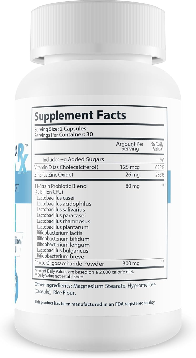 Pro Zinagra Rx - Male Probiotic Support - Promote Increased Energy & Endurance - Support Gut & Male Health With Probiotics For Men - 40 Billion Cfu Male Formula - Additional Immune Support Benefits