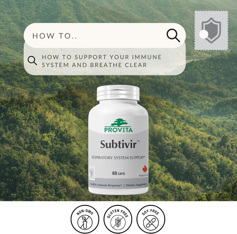 Subtivir - Immune Respiratory System Antiviral Support - With Bacillus Subtilis De111-60 Vcaps - Made In Canada