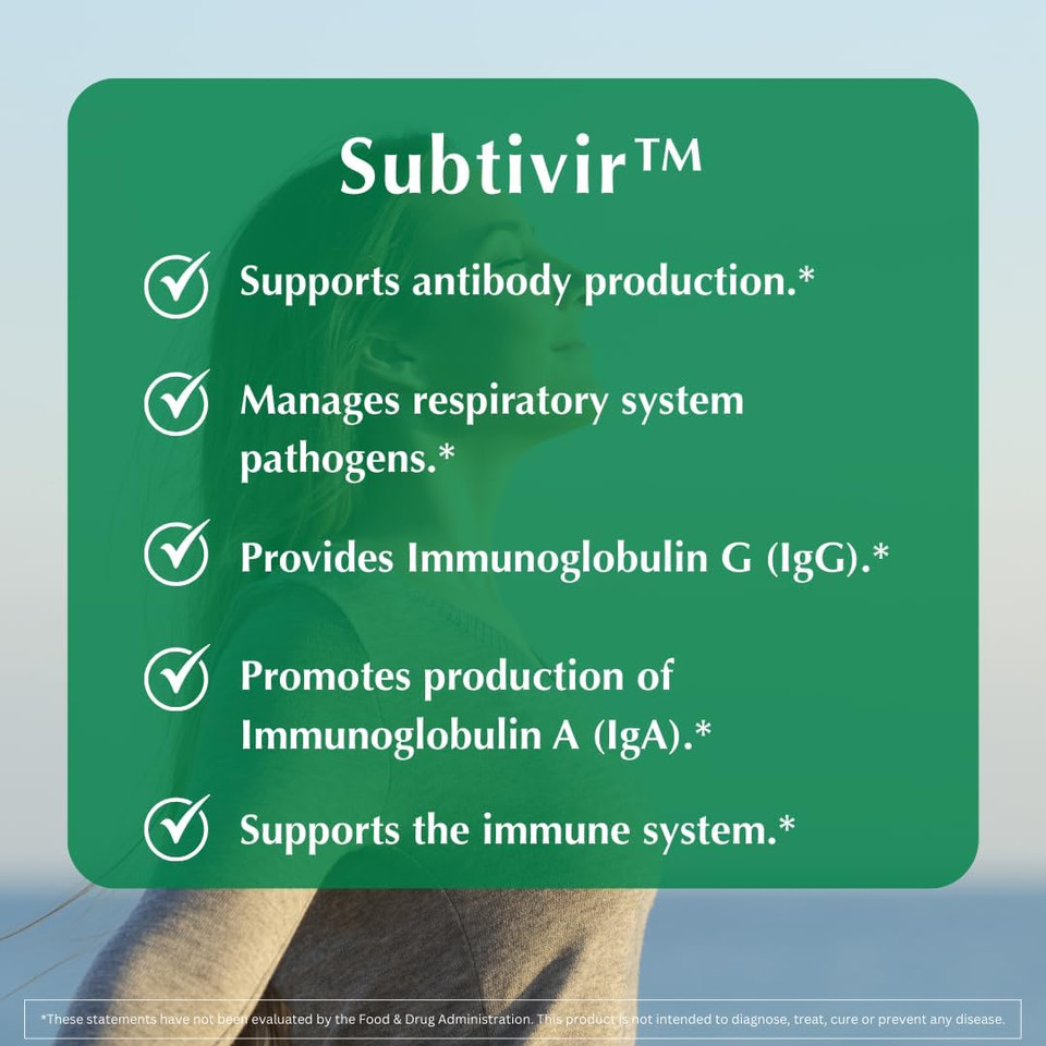 Subtivir - Immune Respiratory System Antiviral Support - With Bacillus Subtilis De111-60 Vcaps - Made In Canada