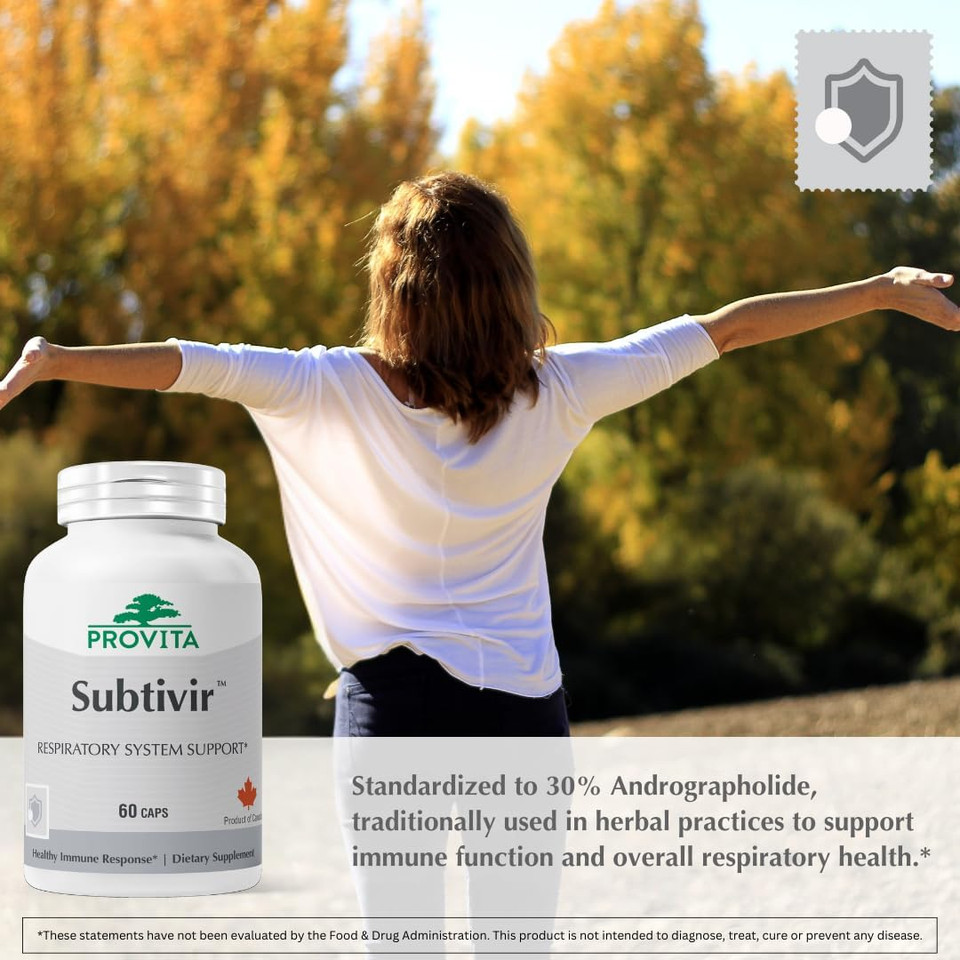 Subtivir - Immune Respiratory System Antiviral Support - With Bacillus Subtilis De111-60 Vcaps - Made In Canada