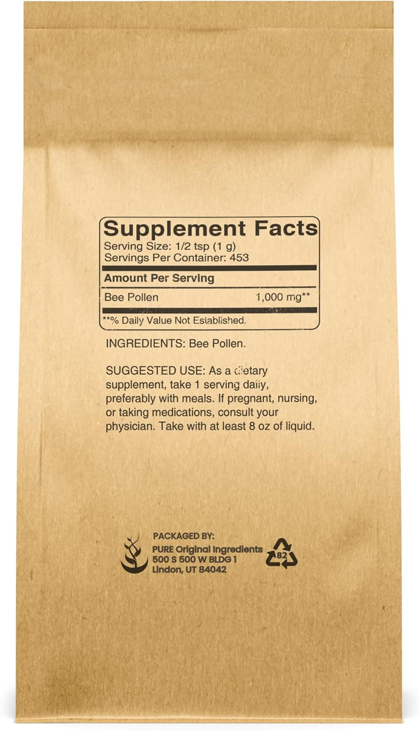 Pure Original Ingredients Bee Pollen, 4 Oz, No Fillers, Undiluted Pure Supplement