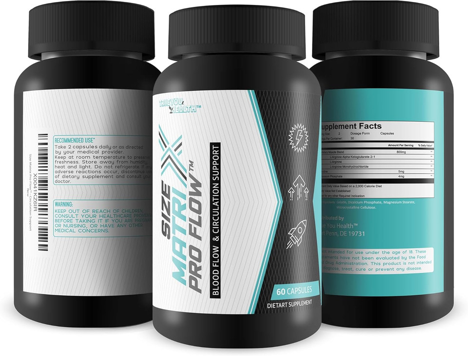 Size Matrix Pro Flow - Our Best Blood Flow Supplement - Blood Circulation Supplements - Blood Circulation Supplements For Men - Blood Circulation Supplements For Women - Poor Circulation Supplements
