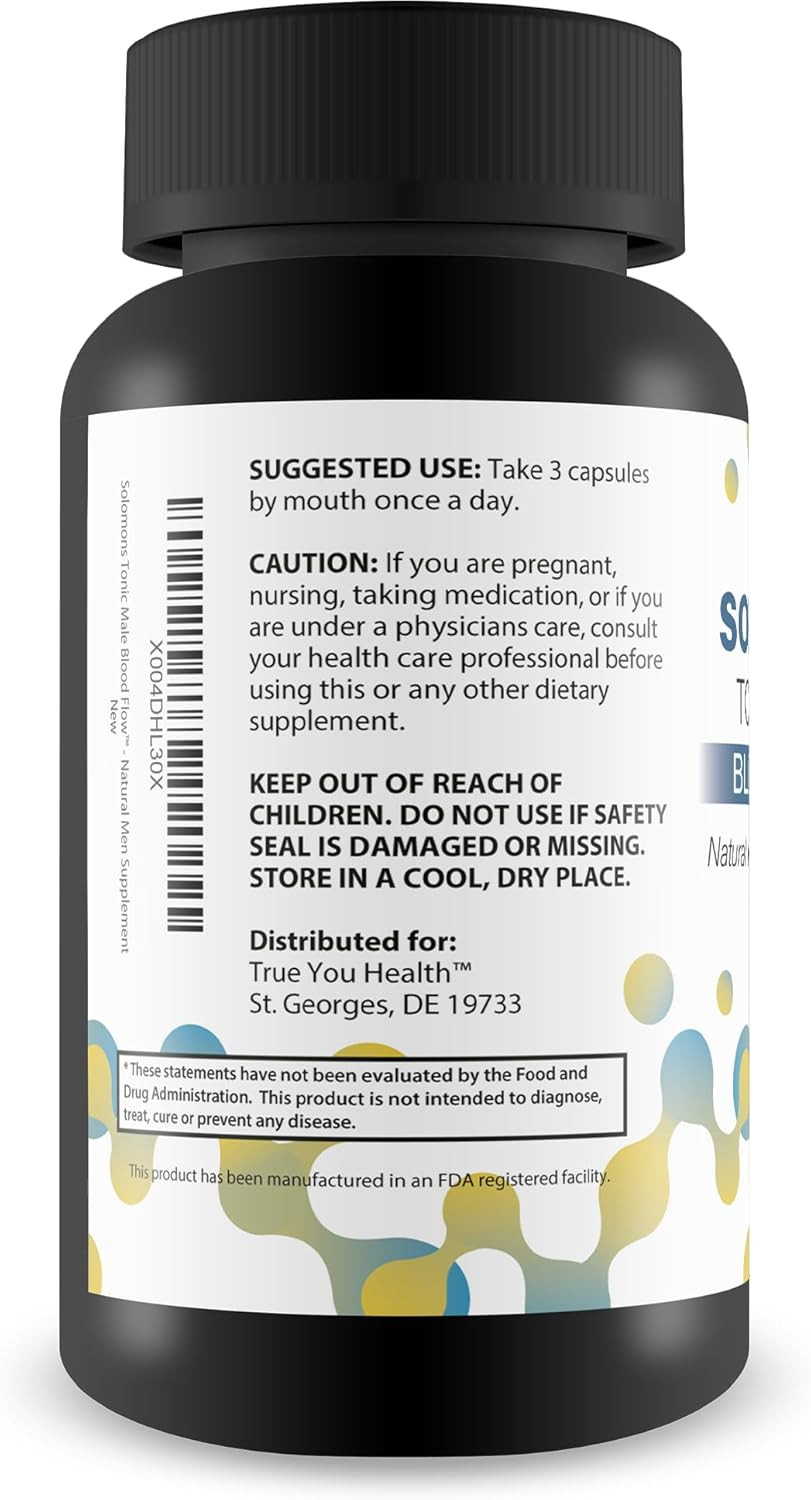 Solomons Tonic - Our Best Mens Blood Flow Supplement - Good Blood Flow Support - Male Blood Flow Capsules - Max Blood Flow Pills - Blood Circulation Supplements For Men - Male Blood Circulation Pills