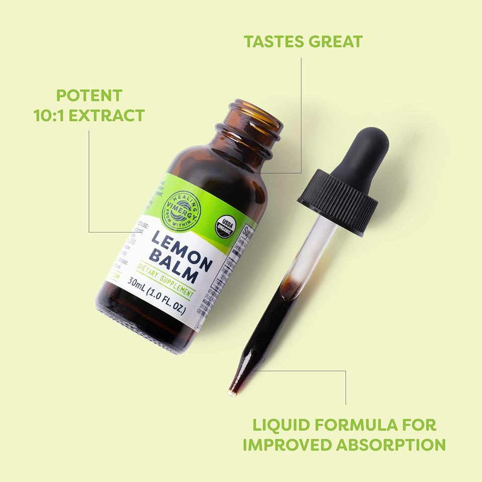 Vimergy Organic Lemon Balm Tincture Herbal Supplement  175 Mg Of 10:1 Lemon Balm Extract Per Serving, Can Be Used In Tea - Usda Certified Organic, Non-Gmo, Alcohol-Free  240 Ml (1 Ml/Serving)
