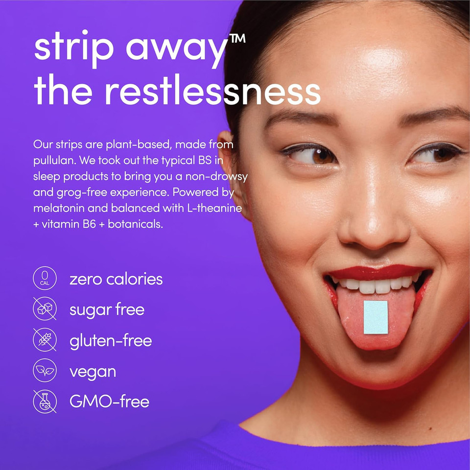 Zenergy Sleep Oral Strips - Chamomile Lavender Flavor | 5Mg Melatonin + 20Mg L-Theanine + 100% Vitamin B6 + Botanicals | 0 Sugar, 0 Calories, 0 Gluten, Vegan, Instant Action | 1 Tin = 30 Strips