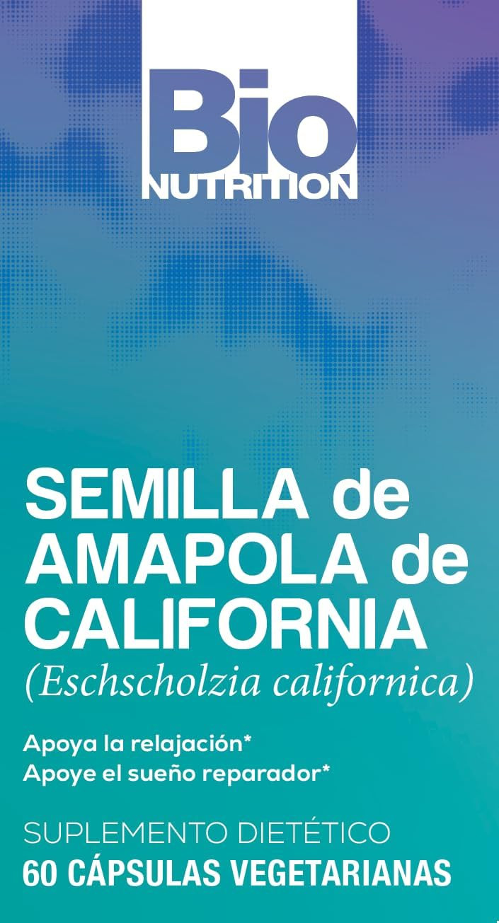 Bio Nutrition California Poppy Herbal Supplement 60 Vegetarian Capsules | Natural Relaxation & Stress Relief | Supports Calm Sleep & Mood