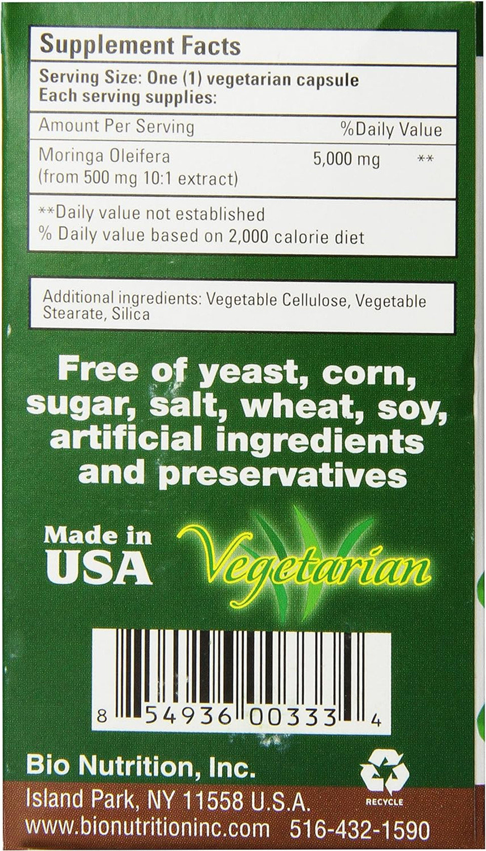 Bio Nutrition Moringa Oleifera Superfood Supplement 5000Mg 90 Vegetarian Capsules | Nutrient Dense | High In Antioxidants | Promotes Strong Digestive Health | Immune Boost