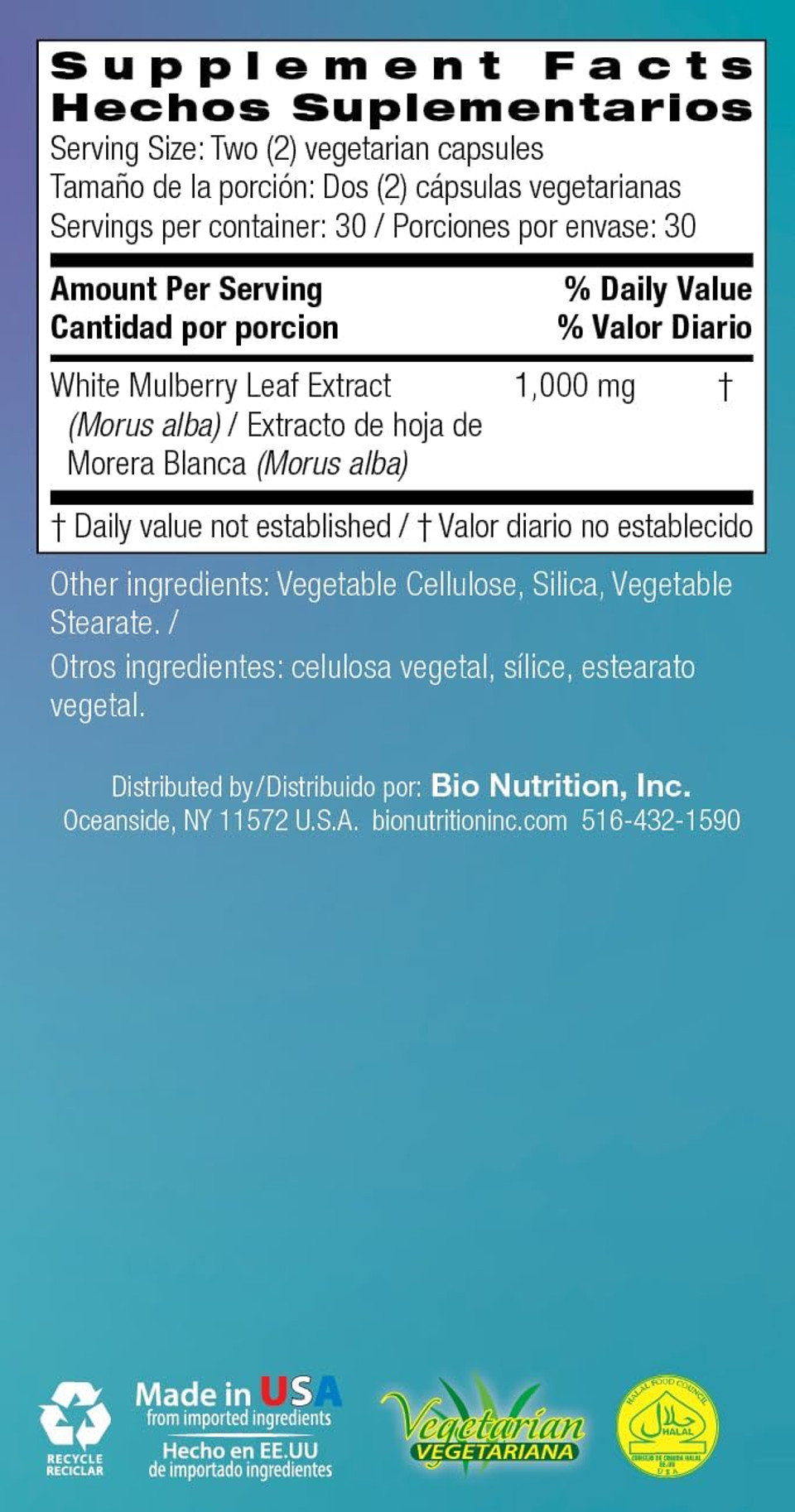 Bio Nutrition White Mulberry Extract 60 Vegetarian Capsules | General Wellness | Rich In Antioxidants | Immune Boosting Properties | Supports Eye Health