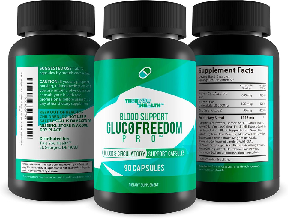 Blood Support Gluc0 Freedom Pro - Our Best Blood Health Capsules - Blood Health Blood Balance Supplement - Blood Health Supplements - Blood Boost & Blood Flow Supplement - Blood Circulation Supplement