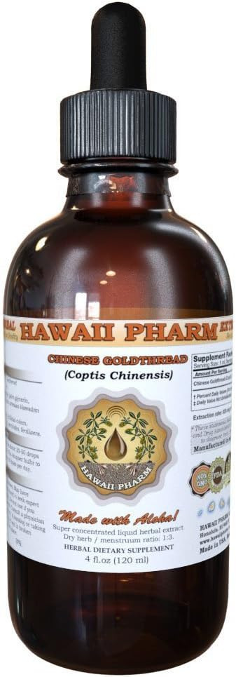 Chinese Goldthread Liquid Extract, Chinese Goldthread (Coptis Chinensis) Root Powder Tincture Supplement 4X4 Oz