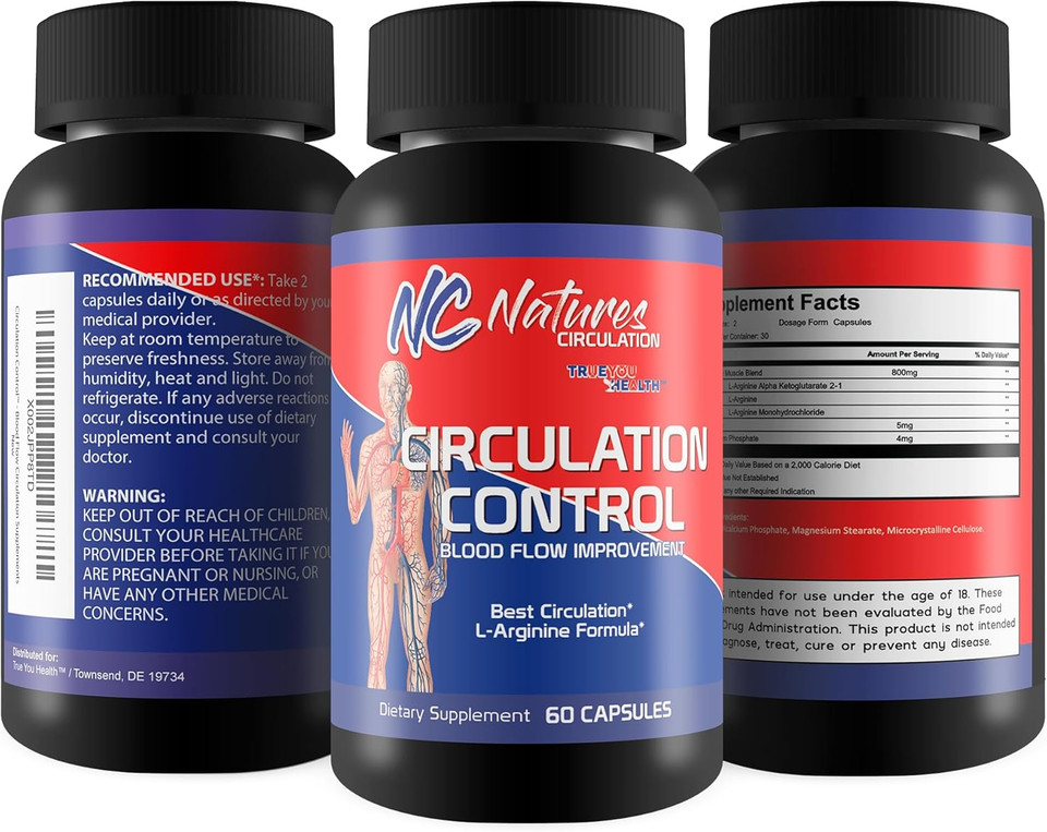 Circulation Control - Blood Flow Improvement - Body & Leg Circulation Supplements - Blood Circulation Supplement - L-Arginine Formula For A Circulation Boost - Poor Circulation Supplements