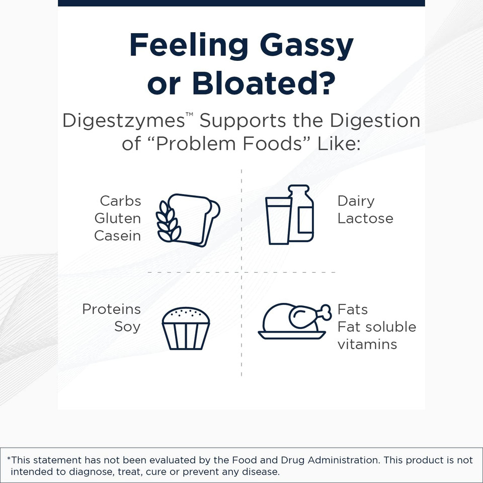 Designs For Health Digestzymes - Digestive Enzymes + Betaine Hydrochloride For Gas & Bloating Relief - Pepsin, Ox Bile, Lactase Enzyme & Lipase Enzymes For Digestion (180 Capsules)