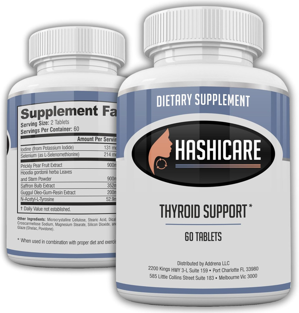 Hashicare Pills- Natural Thyroid Support Supplements For Women And Men Boost Metabolism With Iodine, Selenium, Saffron, And Hoodia- 60 Vitamin Tablets
