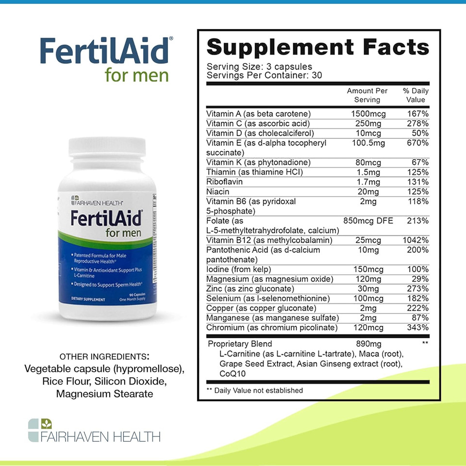 Fairhaven Health Fertilaid For Men And Countboost Combo | Prenatal Male Fertility Supplement | Count And Motility Support Pre Conception For Him | Fertility Support Includes L-Carnitine, Zinc, Folate