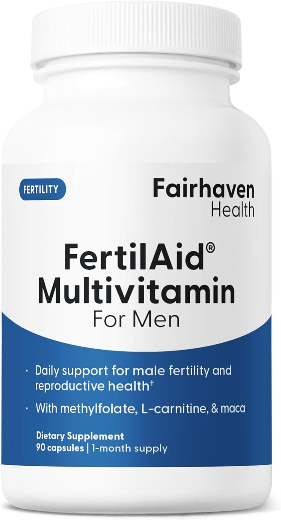 Fairhaven Health Fertilaid For Men Fertility Supplements For Men | Count And Motility Support Pre-Conception For Him | Male Fertility Support Includes L-Carnitine, Zinc, And Folate | 90 Capsules