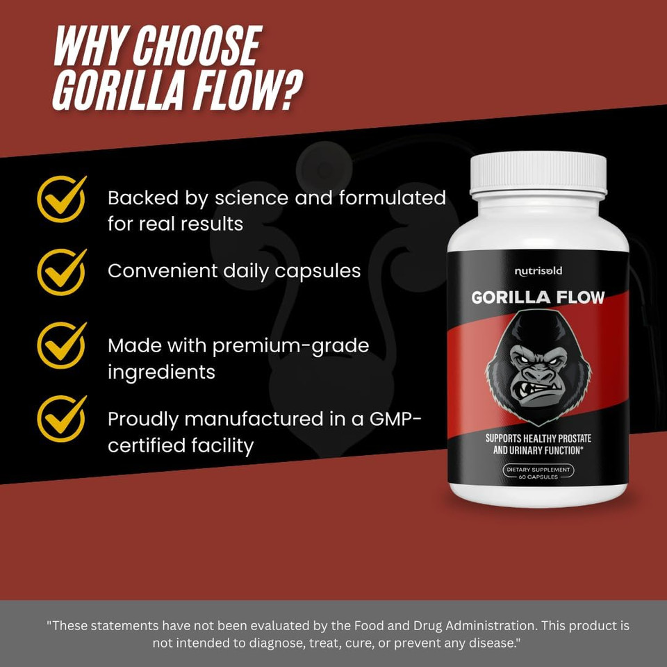 Gorilla Flow - Prostate Support Supplement For Men'S Health | Reduce Waking Up At Night To Urinate | Promote Sleep | Support Bladder Emptying | Prostate Herbal Complex | Bladder & Urinary Relief (1) Gorilla Flow - Prostate Support Supplement For Men'S Health | Reduce Waking Up At Night To Urinate | Promote Sleep | Support Bladder Emptying | Prostate Herbal Complex | Bladder & Urinary Relief (1)