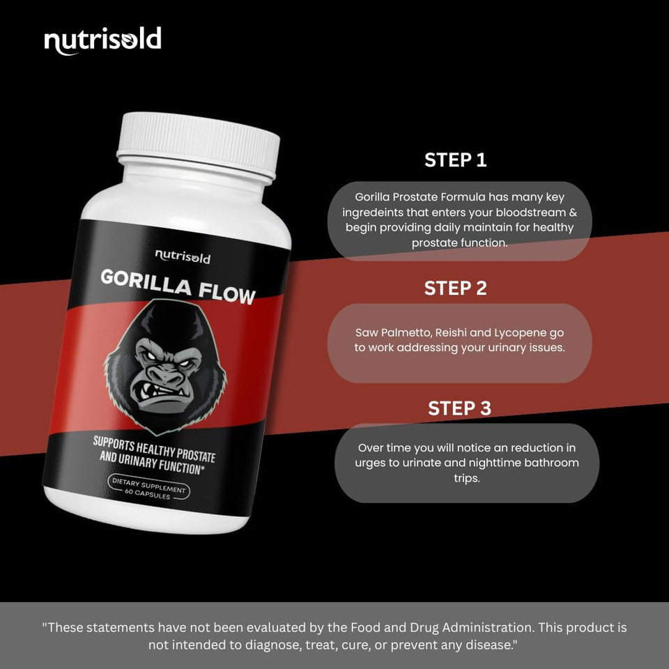 Gorilla Flow - Prostate Support Supplement For Men'S Health | Reduce Waking Up At Night To Urinate | Promote Sleep | Support Bladder Emptying | Prostate Herbal Complex | Bladder & Urinary Relief (1) Gorilla Flow - Prostate Support Supplement For Men'S Health | Reduce Waking Up At Night To Urinate | Promote Sleep | Support Bladder Emptying | Prostate Herbal Complex | Bladder & Urinary Relief (1)