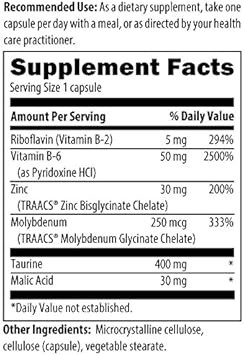 Zinc Plus | 30 Mg Of Zinc Bis-Glycinate Chelate & Riboflavin, Vitamin B6, Molybdenum, Taurine, Malic Acid | Supports Immune Function | 90 Vegetarian Capsules
