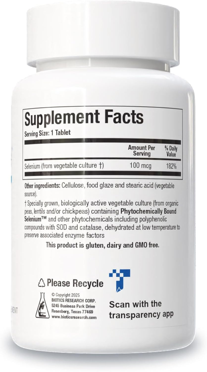 Biotics Research Se-Zyme Forte Whole Food Selenium Source, Thyroid Gland Function, Dna Production, Cognitive Health, Potent Antioxidant, 100 Tablets
