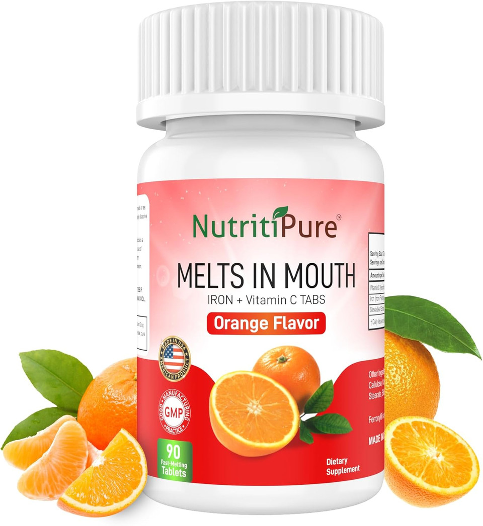 Chewable Iron Supplement For Women/Men | Carbonyl Iron 18 Mg With Vitamin C 30 Mg | Tablet In Orange Flavor 90 Count (2)