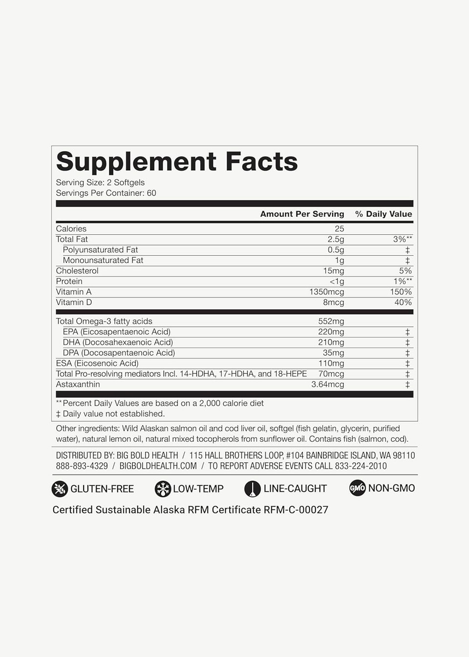 2 Month Supply - Omega-3 Rejuvenate Fish Oil Supplement, Wild Alaskan Cod And Sockeye Salmon Fish Oil, Lemon Flavor Omega-3 Fatty Acids With Epa, Dha, & Dpa 120 Softgels 2 Month Supply - Omega-3 Rejuvenate Fish Oil Supplement, Wild Alaskan Cod And Sockeye Salmon Fish Oil, Lemon Flavor Omega-3 Fatty Acids With Epa, Dha, & Dpa 120 Softgels