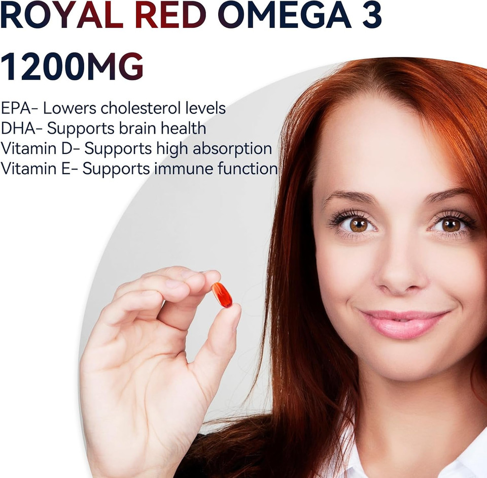 Dr. Brian Royal Red Omega 3 1200, Fish Oil Supplement With Epa And Dha Omega3 Fish Oil Contain Vitamin D,E Omega-3 Support For Physical Health - 90 Soft Gels