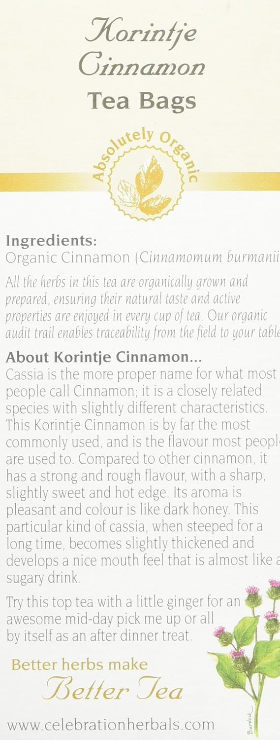 Celebration Herbals Cinnamon Korintje Tea Organic 24 Bag, 0.02 Pound