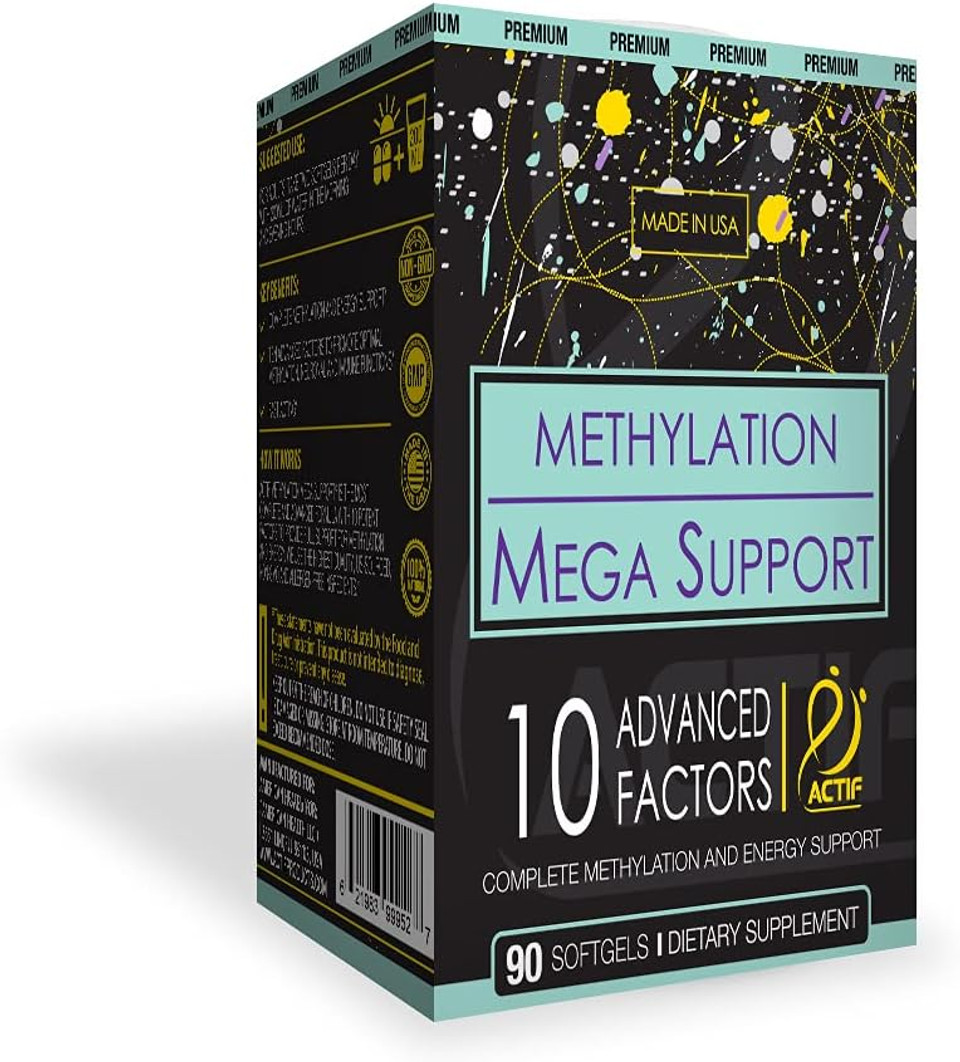 ACTIF Methylation Mega Support with 10 Advanced Factors and Organic Folate – 100% Natural, Non-GMO, 90 Count