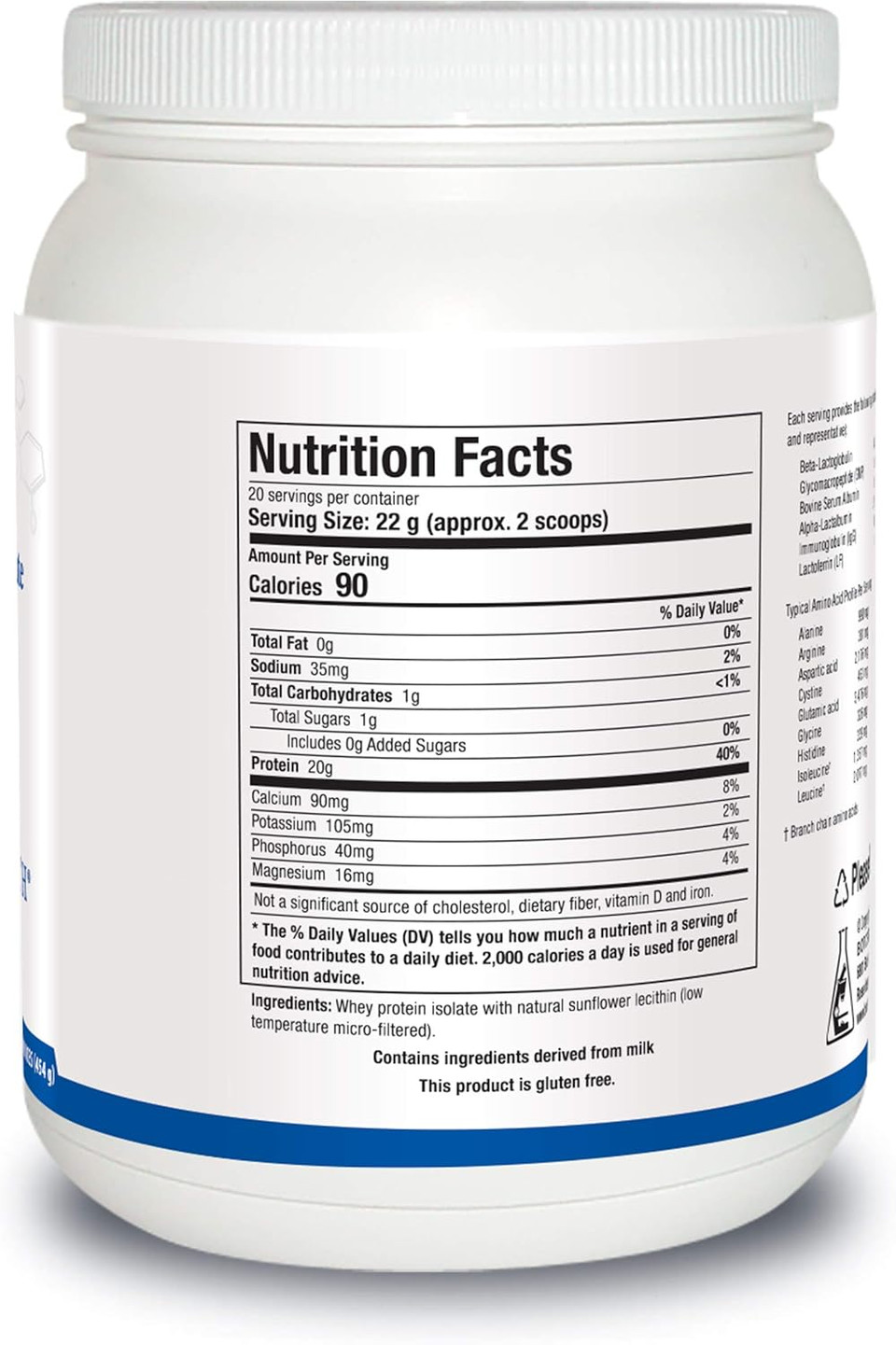 Biotics Research Whey Protein Isolate Unflavored 20 Grams - Undenatured Non-Gmo Delicious Protein Powder -Supports Muscle Growth, Energy, High Immune Factors (Igg, Lactoferrin),Sugar-Free,20 Servings