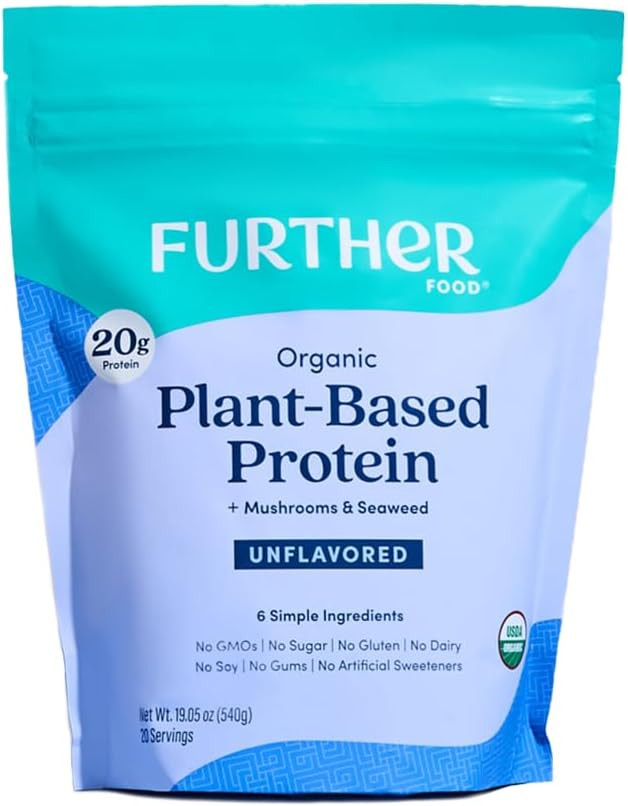 Further Food Organic Vegan Protein Powder Vanilla - 20G Of Plant Based Protein, Organic Protein Powder With Mushrooms & Seaweed, Vegan, Non Gmo, Gluten Free, Dairy Free 19.05 Oz