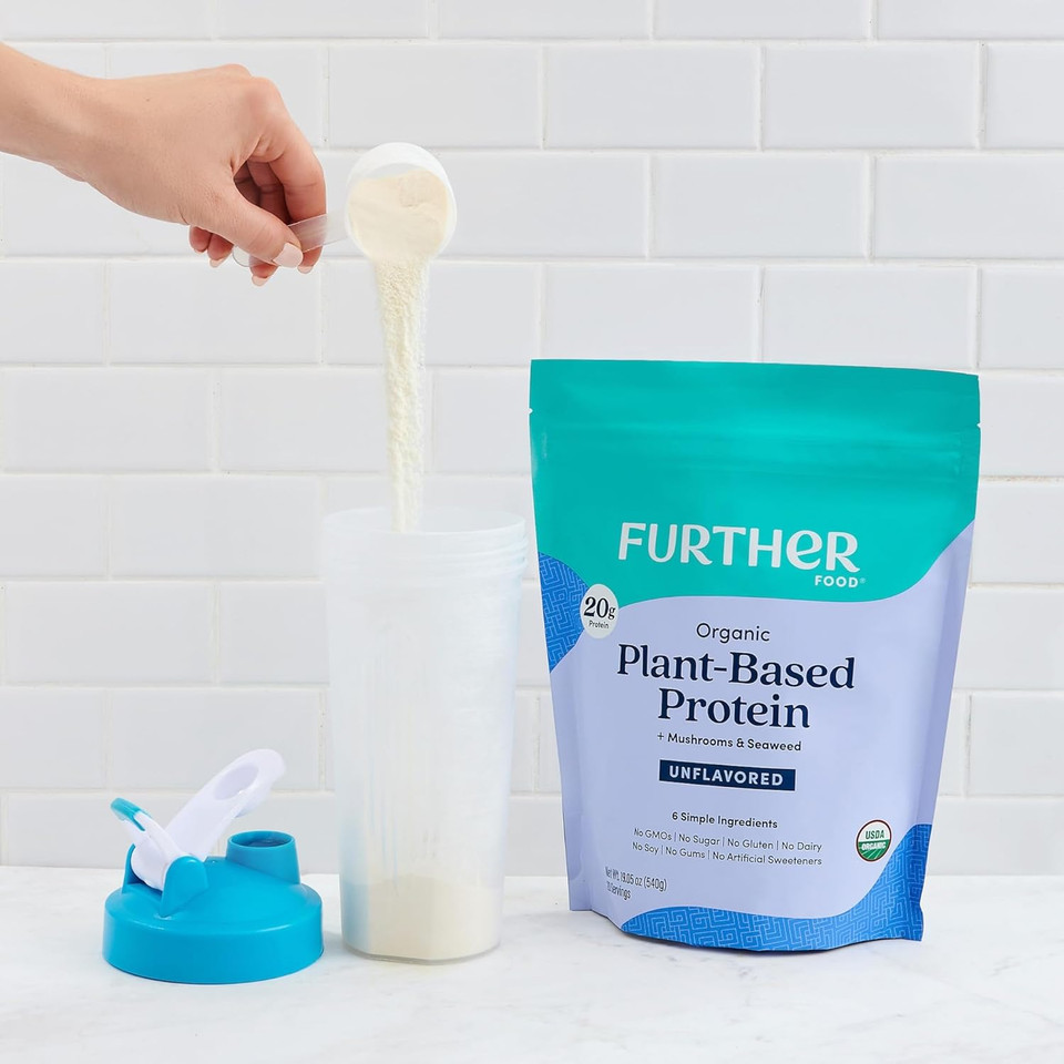 Further Food Organic Vegan Protein Powder Vanilla - 20G Of Plant Based Protein, Organic Protein Powder With Mushrooms & Seaweed, Vegan, Non Gmo, Gluten Free, Dairy Free 19.05 Oz
