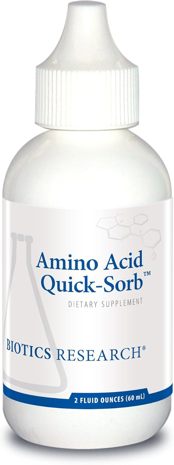 Biotics Research Amino Acid Quick Sorb Liquid Formula, Highly Absorbed, Glycine, L Alanine, L Arginine Hcl, L Lysine Hcl, L Proline, L Histidine Hcl, L Serine, L Threonine, L Valine, 2 Fluid Ounces